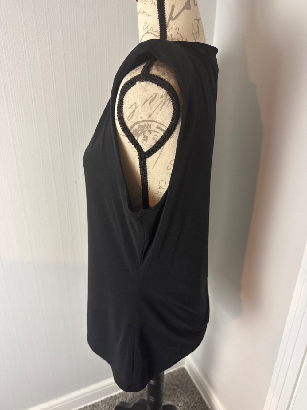 DKNY Black Top Blouse Two Layer with Shoulder Pads size Large - Picture 4 of 7